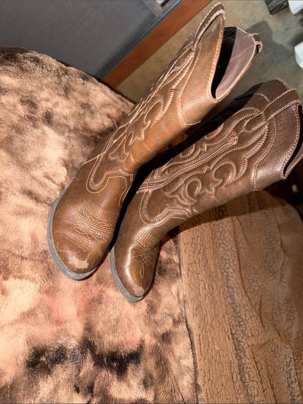Brown Embroidered Western Cowgirl Boots-Toddler 13